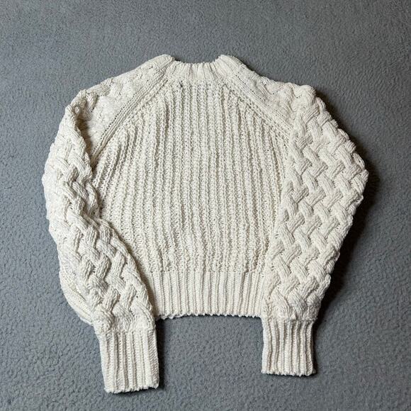 Kendall & Kylie Sweater Womens XS Cream Crew Neck Long Sleeve Pullover Chunky - Picture 2 of 9